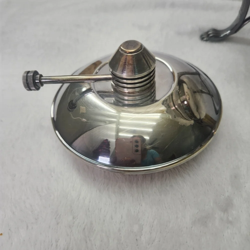 Vtg Elegant Silver Chafing Dish with Black Handle Used To Keep The Food Warm.